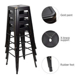 Homall 30 Inches Metal Bar Stools High Backless Stools Indoor-Outdoor Stackable Kitchen Stools Set of 4