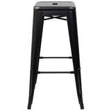 Homall 30 Inches Metal Bar Stools High Backless Stools Indoor-Outdoor Stackable Kitchen Stools Set of 4