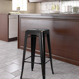 Homall 30 Inches Metal Bar Stools High Backless Stools Indoor-Outdoor Stackable Kitchen Stools Set of 4