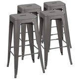 Homall 30 Inches Metal Bar Stools High Backless Stools Indoor-Outdoor Stackable Kitchen Stools Set of 4