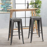 Homall 30 Inches Metal Bar Stools High Backless Stools Indoor-Outdoor Stackable Kitchen Stools Set of 4