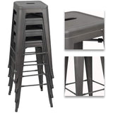 Homall 30 Inches Metal Bar Stools High Backless Stools Indoor-Outdoor Stackable Kitchen Stools Set of 4