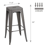 Homall 30 Inches Metal Bar Stools High Backless Stools Indoor-Outdoor Stackable Kitchen Stools Set of 4