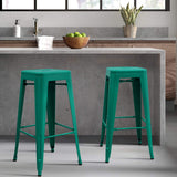 Homall 30 Inches Metal Bar Stools High Backless Stools Indoor-Outdoor Stackable Kitchen Stools Set of 4