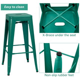 Homall 30 Inches Metal Bar Stools High Backless Stools Indoor-Outdoor Stackable Kitchen Stools Set of 4