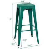 Homall 30 Inches Metal Bar Stools High Backless Stools Indoor-Outdoor Stackable Kitchen Stools Set of 4