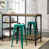 Homall 30 Inches Metal Bar Stools High Backless Stools Indoor-Outdoor Stackable Kitchen Stools Set of 4