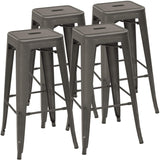 Homall 30 Inches Metal Bar Stools High Backless Stools Indoor-Outdoor Stackable Kitchen Stools Set of 4