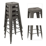 Homall 30 Inches Metal Bar Stools High Backless Stools Indoor-Outdoor Stackable Kitchen Stools Set of 4