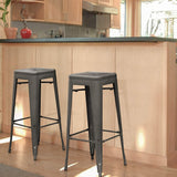 Homall 30 Inches Metal Bar Stools High Backless Stools Indoor-Outdoor Stackable Kitchen Stools Set of 4