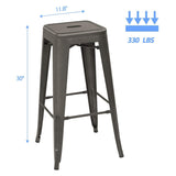 Homall 30 Inches Metal Bar Stools High Backless Stools Indoor-Outdoor Stackable Kitchen Stools Set of 4