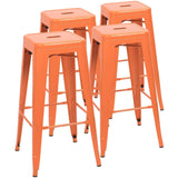 Homall 30 Inches Metal Bar Stools High Backless Stools Indoor-Outdoor Stackable Kitchen Stools Set of 4