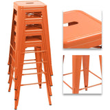 Homall 30 Inches Metal Bar Stools High Backless Stools Indoor-Outdoor Stackable Kitchen Stools Set of 4