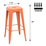 Homall 30 Inches Metal Bar Stools High Backless Stools Indoor-Outdoor Stackable Kitchen Stools Set of 4