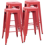 Homall 30 Inches Metal Bar Stools High Backless Stools Indoor-Outdoor Stackable Kitchen Stools Set of 4