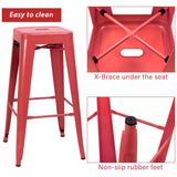 Homall 30 Inches Metal Bar Stools High Backless Stools Indoor-Outdoor Stackable Kitchen Stools Set of 4