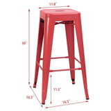 Homall 30 Inches Metal Bar Stools High Backless Stools Indoor-Outdoor Stackable Kitchen Stools Set of 4