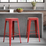 Homall 30 Inches Metal Bar Stools High Backless Stools Indoor-Outdoor Stackable Kitchen Stools Set of 4
