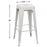 Homall 30 Inches Metal Bar Stools High Backless Stools Indoor-Outdoor Stackable Kitchen Stools Set of 4