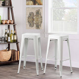 Homall 30 Inches Metal Bar Stools High Backless Stools Indoor-Outdoor Stackable Kitchen Stools Set of 4