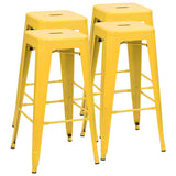 Homall 30 Inches Metal Bar Stools High Backless Stools Indoor-Outdoor Stackable Kitchen Stools Set of 4