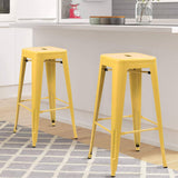 Homall 30 Inches Metal Bar Stools High Backless Stools Indoor-Outdoor Stackable Kitchen Stools Set of 4