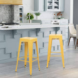 Homall 30 Inches Metal Bar Stools High Backless Stools Indoor-Outdoor Stackable Kitchen Stools Set of 4