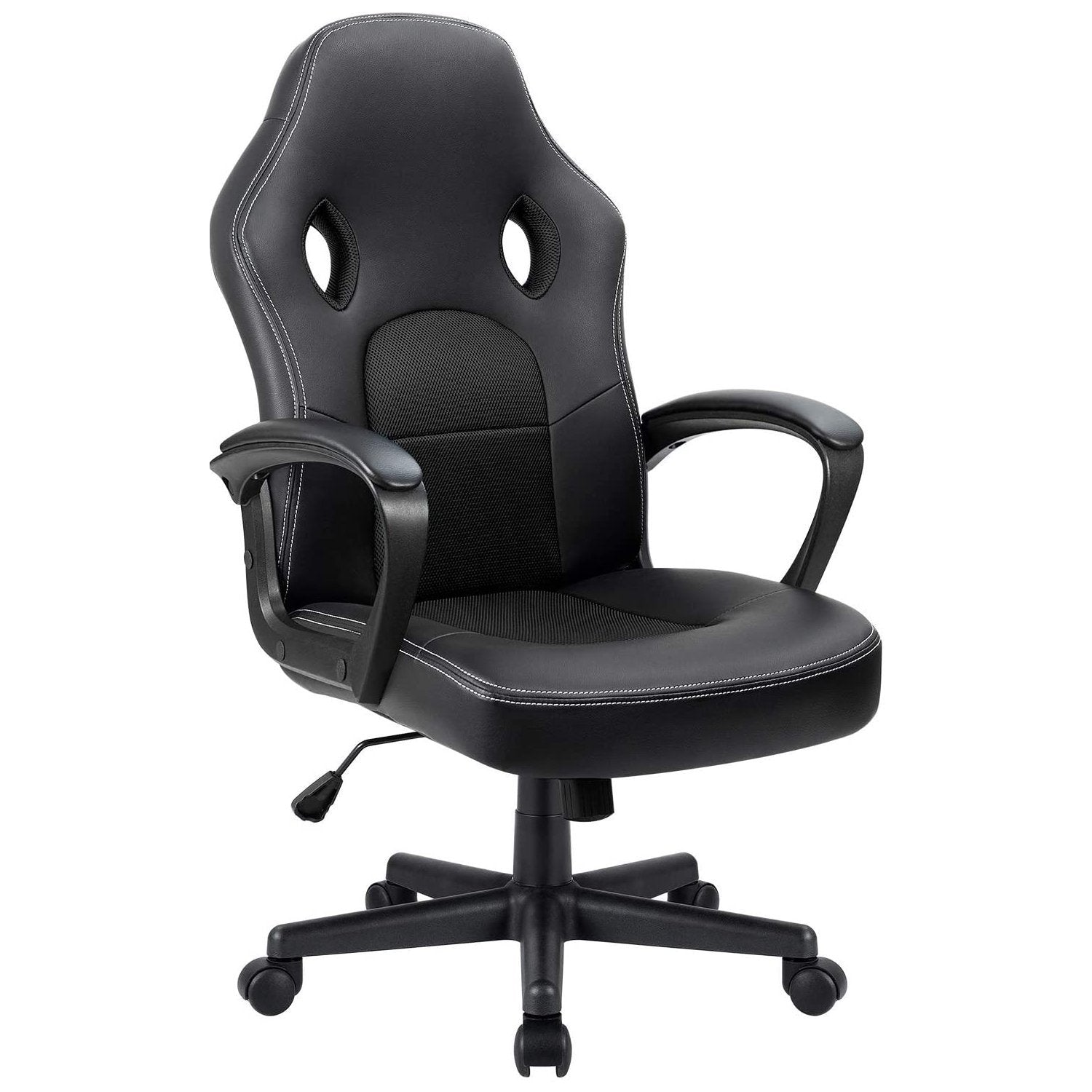 Homall Gaming Chair Leather Office Desk Chair High Back Ergonomic Adjustable Swivel Executive Computer Chair Rolling Task Black