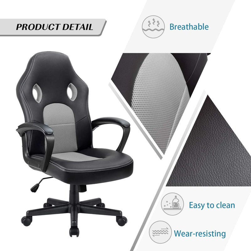 Homall Gaming Chair Leather Office Desk Chair High Back Ergonomic Adjustable Swivel Executive Computer Chair Rolling Task