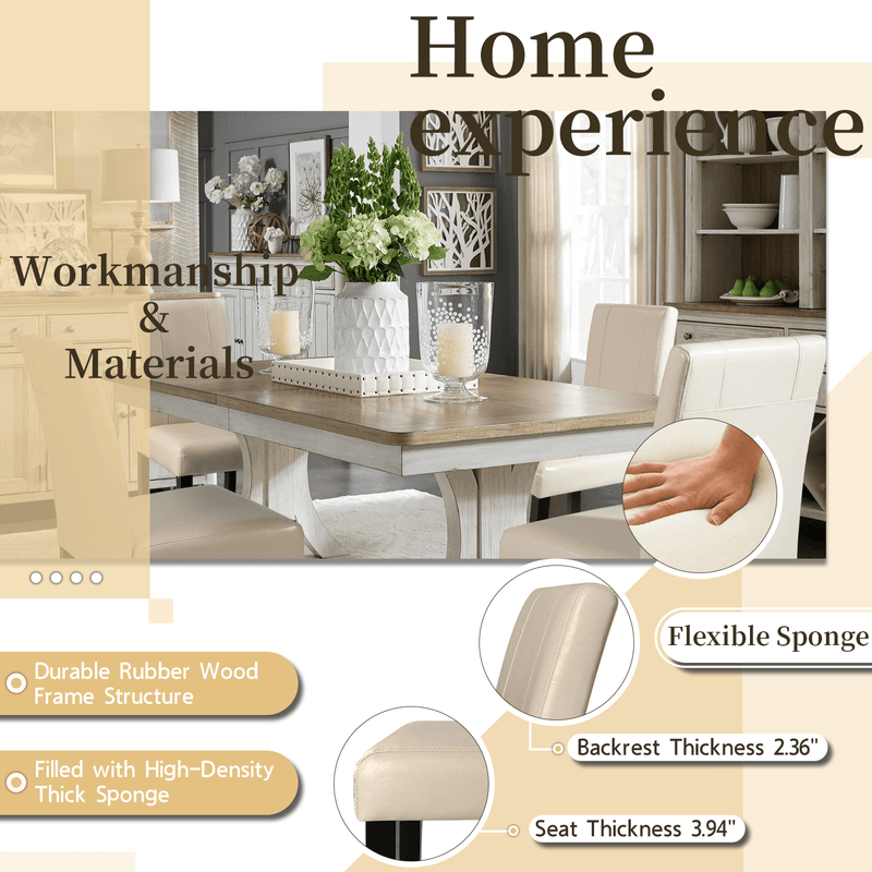 Homall Dining Chair Set Of 4, PU Leather Kitchen Chairs Modern Living Room Chairs Armless Sice Chairs with Solid Wood Legs