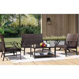 Homall 4 Pieces Outdoor Furniture Patio Conversation Sets with Coffee Table
