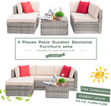 Homall Patio Furniture Set 5 Pcs Outdoor Furniture with Ottoman Gray Rattan