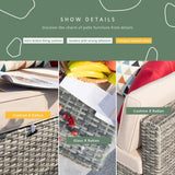 Homall Patio Furniture Set 5 Pcs Outdoor Furniture with Ottoman Gray Rattan