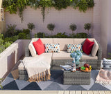 Homall Patio Furniture Set 5 Pcs Outdoor Furniture with Ottoman Gray Rattan