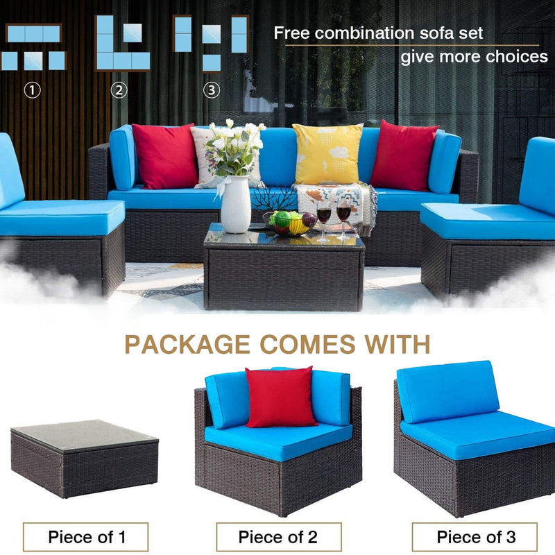 Homall  Patio Furniture Set 6 Pcs Outdoor Furniture with Two Sofas