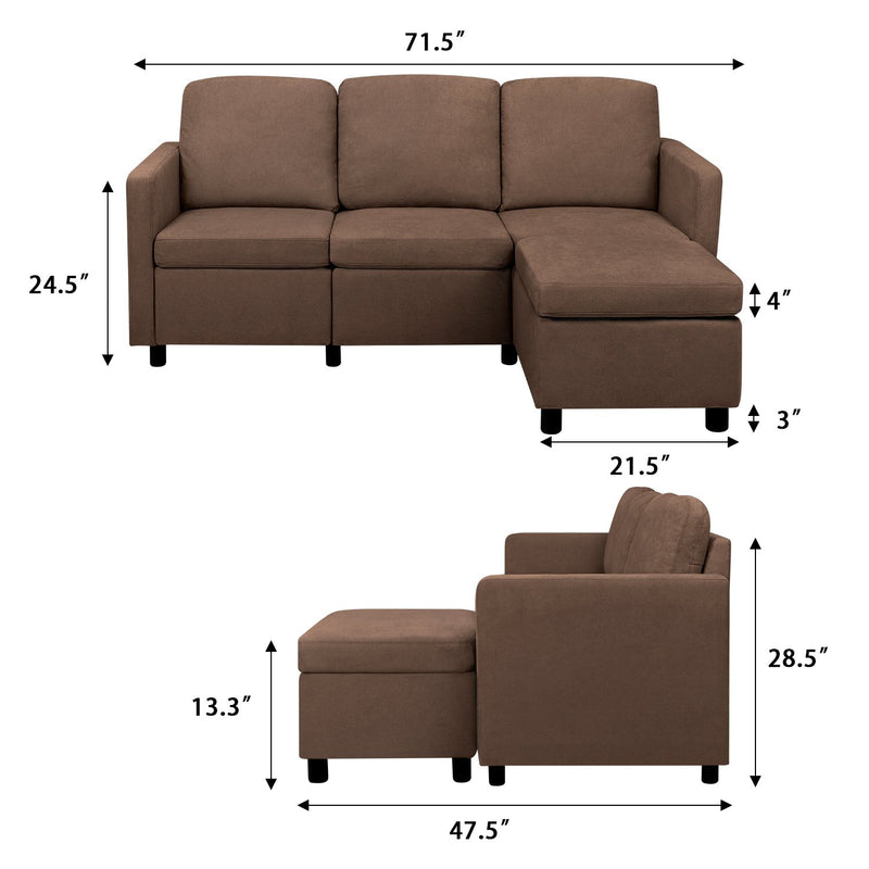 Homall Sectional Sofa Couch L Shaped Couch Modern Linen Fabric Convertible Living Room Sofa Set For Small Space