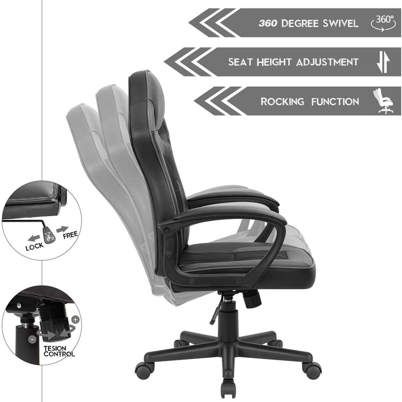 Homall Gaming Chair Ergonomic Executive Office Desk Chair High Back Leather Swivel Computer Racing Chair with Lumbar Support