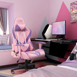 Homall Pink Gaming Chair High Back Leather Executive Adjustable Swivel Girl Gamer Chair with Headrest and Lumbar Support
