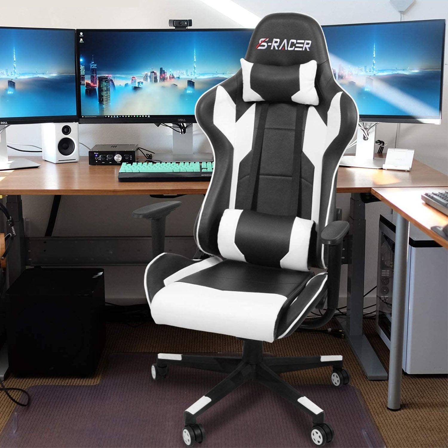 Homall Gaming Chair Sracer Racing Chair Computer Desk Chair PU Leather ...