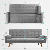 Homall Linen Futon Sofa Bed Pin Tufted Split Back Convertible Reclining Sofa Fabric Bench Seat
