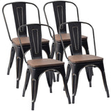 Homall Metal Dining Chair Indoor-Outdoor Use Stackable Chic Dining Bistro Cafe Side Metal Chairs Set of 4