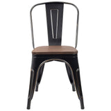 Homall Metal Dining Chair Indoor-Outdoor Use Stackable Chic Dining Bistro Cafe Side Metal Chairs Set of 4