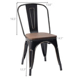 Homall Metal Dining Chair Indoor-Outdoor Use Stackable Chic Dining Bistro Cafe Side Metal Chairs Set of 4