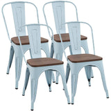 Homall Metal Dining Chair Indoor-Outdoor Use Stackable Chic Dining Bistro Cafe Side Metal Chairs Set of 4