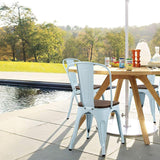 Homall Metal Dining Chair Indoor-Outdoor Use Stackable Chic Dining Bistro Cafe Side Metal Chairs Set of 4