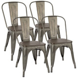 Homall Metal Dining Chair Indoor-Outdoor Use Stackable Chic Dining Bistro Cafe Side Metal Chairs Set of 4