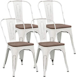 Homall Metal Dining Chair Indoor-Outdoor Use Stackable Chic Dining Bistro Cafe Side Metal Chairs Set of 4