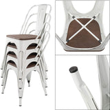 Homall Metal Dining Chair Indoor-Outdoor Use Stackable Chic Dining Bistro Cafe Side Metal Chairs Set of 4