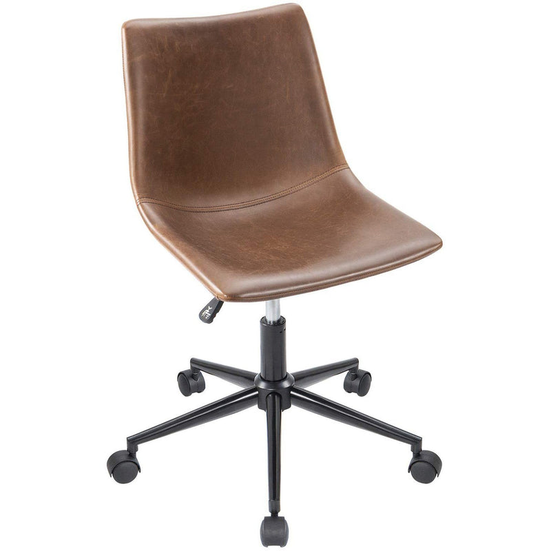 Homall Mid Back Task Chair Leather Adjustable Swivel Office Chair Bucket Seat Armless Computer Chair Modern Low Back Desk Conference Chair