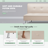 Homall Linen Fabric Futon Sofa Convertible Sofa Bed Modern Design Folding Recliner Lounge Couch for Living Room with Chrome Legs
